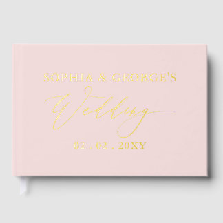 Elegant Modern Blush and Gold Wedding Guest Book