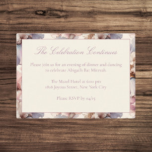 Elegant Modern Blush Bat Mitzvah Party Details Enclosure Card
