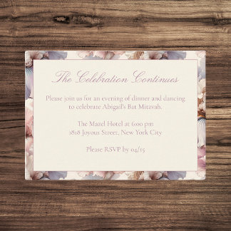 Elegant Modern Blush Bat Mitzvah Party Details Enclosure Card