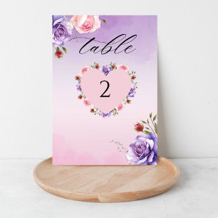 Elegant Modern Blush Floral Wedding Table Number