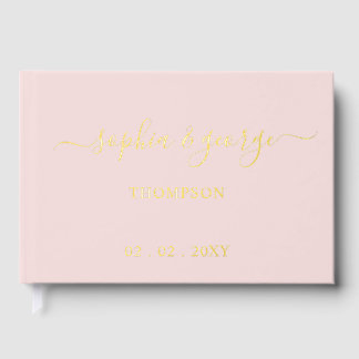 Elegant Modern Blush Gold Wedding Guest Book