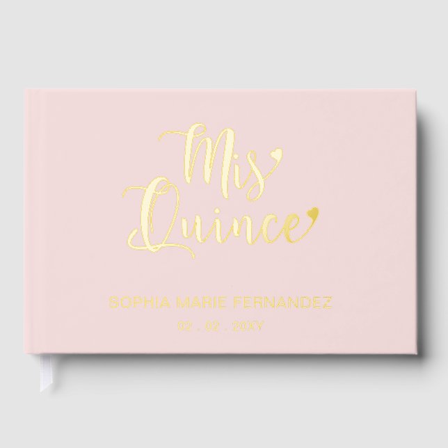 Elegant Modern Blush Photo Quinceañera Guest Book (Front)