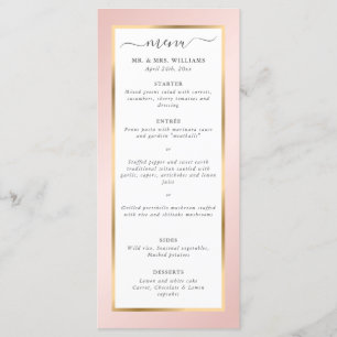 Elegant Modern Blush Pink and Gold Wedding Menu