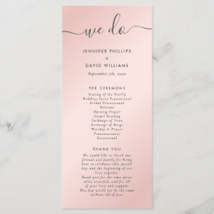 Elegant Modern Blush Pink and Grey Wedding Program