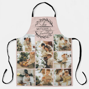 Elegant Modern Blush Pink Family Photo Collage Apron