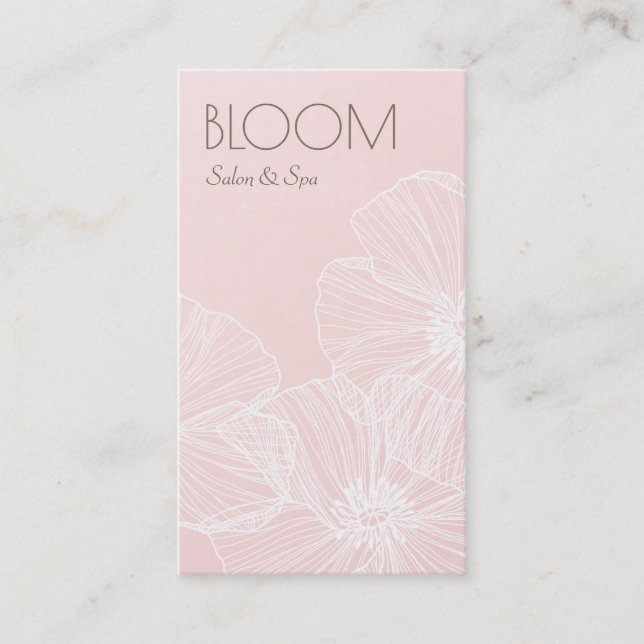 Elegant Modern Blush Pink Floral Beauty Salon Business Card (Front)