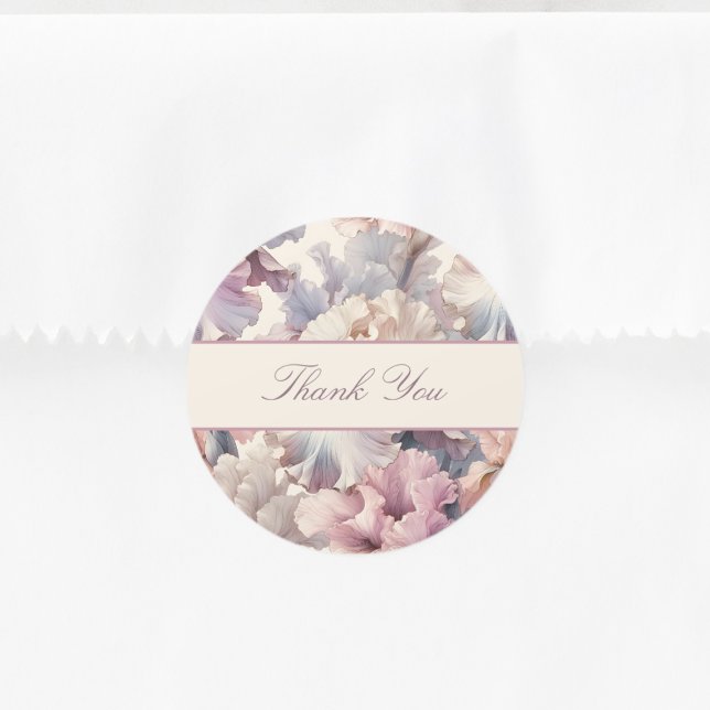 Elegant Modern Blush Pink Floral Thank You Favour Classic Round Sticker (Creator Uploaded)