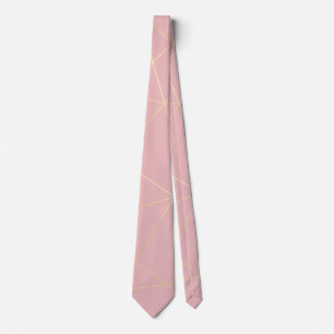 Elegant modern blush pink gold geometric pattern tie