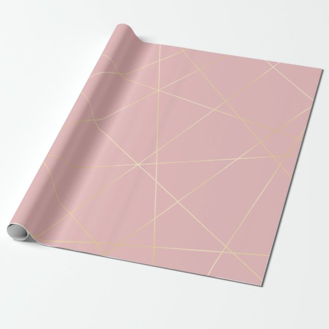 Elegant modern blush pink gold geometric pattern wrapping paper (Unrolled)