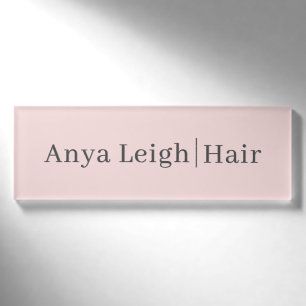 Elegant Modern Blush Pink Hair Stylist Collection Name Tag