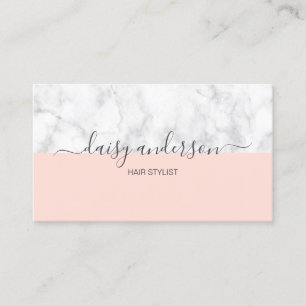 Elegant modern blush pink & marble hair stylist business card