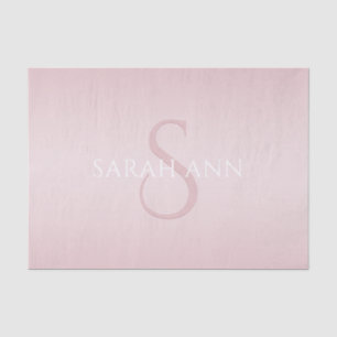 Elegant Modern Blush Pink Ombre Name & Monogram Tissue Paper