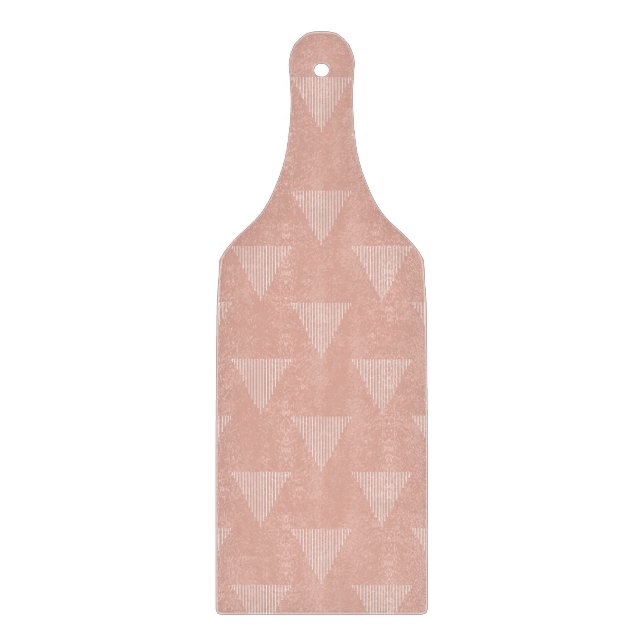 Elegant modern blush pink triangles cutting board (Front)