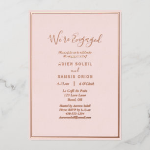 Elegant Modern Blush Rose Gold We're Engaged