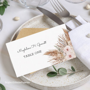 Elegant Modern Bohemian Rustic Wedding Place Card