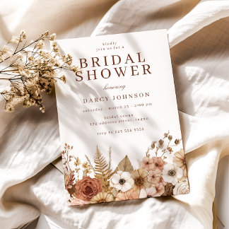 Elegant Modern Boho Floral Bridal Shower Invitation