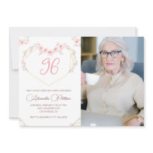 Elegant Modern Boho Floral Photo 96th birthday