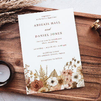 Elegant Modern Boho Floral Wedding Invitation