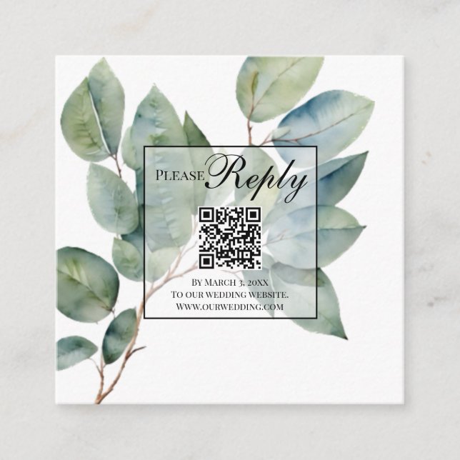 Elegant modern boho greenery enclosure card (Front)