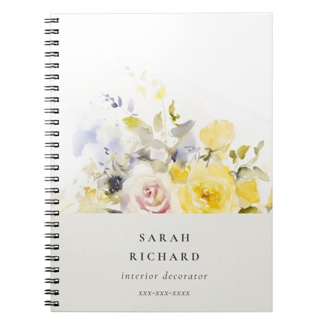 Elegant Modern Boho Vinatge Colourful Rose Floral Notebook (Front)