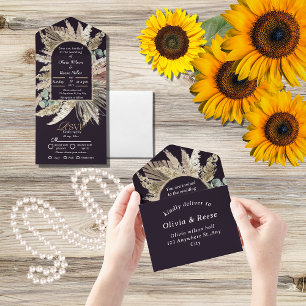 Elegant modern  boho  wedding all in one invitation