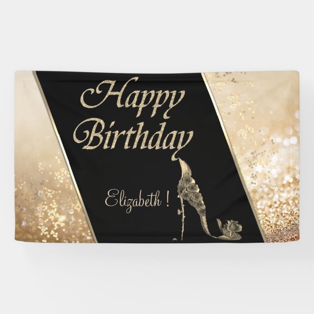 Elegant Modern Bokeh ,Luminous,Flowers High Heel Banner (Horizontal)