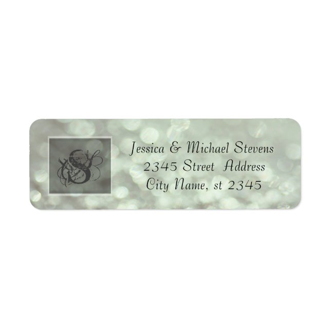 Elegant modern bokeh monogram wedding return address label (Front)