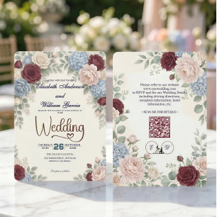 Elegant Modern Botanical All In One QR Code Invitation