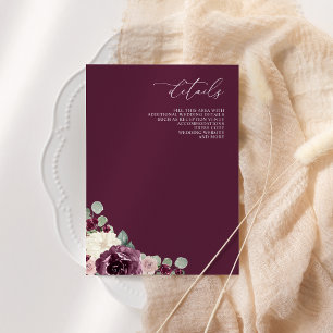 Elegant Modern Botanical Plum Floral Wedding Enclosure Card