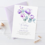 Elegant Modern Botanical Purple Floral Wedding Invitation<br><div class="desc">This soft purple wedding invitation with hand-drawn floral watercolor illustration is sure to make a lasting impression on your invitees. Watercolor flowers are featured on the front of the invitation with an elegant script font. Soft beautiful colours: lavender,  lilac purple,  and hints of mauve give a dreamy feel.</div>