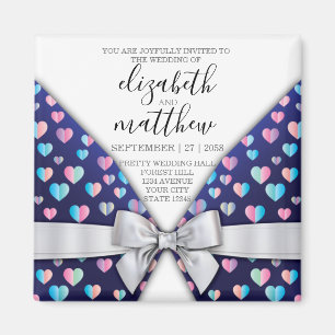 Elegant Modern Bow and Heart Speckles Design Magnet