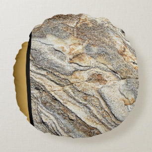 Elegant Modern Brown Grey Gold Marble Pattern  Round Cushion