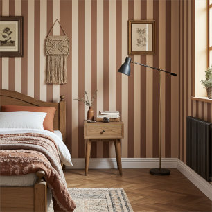 Elegant, Modern Brown Mocha Spanish White Stripes Wallpaper
