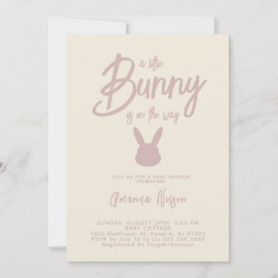 Elegant Modern Bunny Baby Girl Shower Invitation