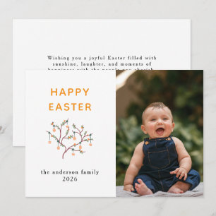 Elegant Modern Bunny Happy Easter Photo Holiday Card