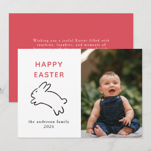 Elegant Modern Bunny Happy Easter Photo Holiday Card