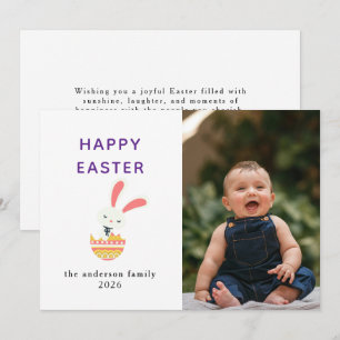 Elegant Modern Bunny Happy Easter Photo Holiday Card