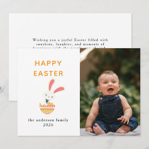 Elegant Modern Bunny Happy Easter Photo Holiday Card
