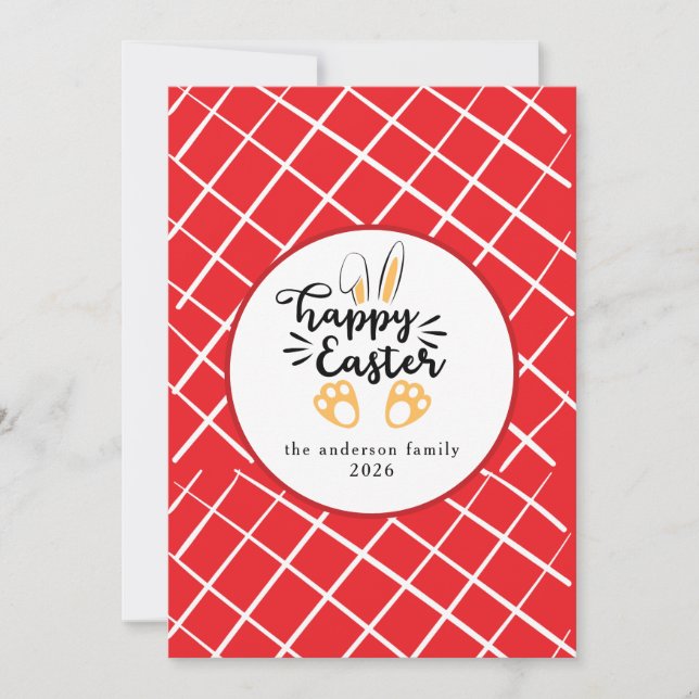 Elegant Modern Bunny Patterns Happy Easter Photo Holiday Card (Front)