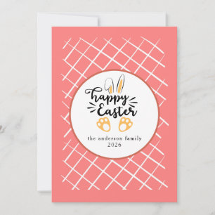 Elegant Modern Bunny Patterns Happy Easter Photo Holiday Card