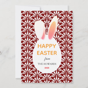 Elegant Modern Bunny Patterns Happy Easter Photo Holiday Card