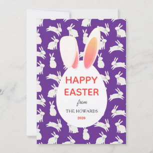 Elegant Modern Bunny Patterns Happy Easter Photo Holiday Card