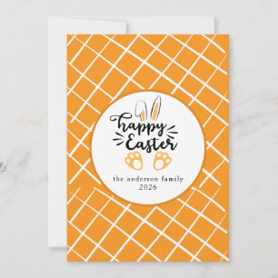 Elegant Modern Bunny Patterns Happy Easter Photo Holiday Card