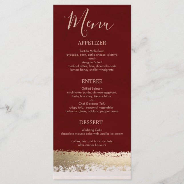 Elegant, Modern, Burgundy, Gold Foil Wedding Program (Front)