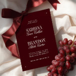 Elegant Modern Burgundy & Ivory Formal Wedding Invitation<br><div class="desc">Make a bold and timeless statement with this elegant maroon wedding invitation. Designed with a deep wine-red background and refined serif paired with graceful script typography, this template is perfect for formal weddings, evening receptions, or vineyard celebrations. The rich burgundy and ivory colour palette creates a sophisticated atmosphere, while the...</div>