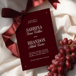 Elegant Modern Burgundy & Ivory Formal Wedding Invitation