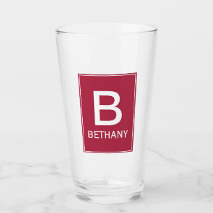 Elegant Modern Burgundy Monogram Glass