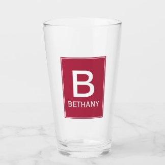Elegant Modern Burgundy Monogram Glass