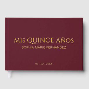 Elegant Modern Burgundy Quinceañera Guest Book