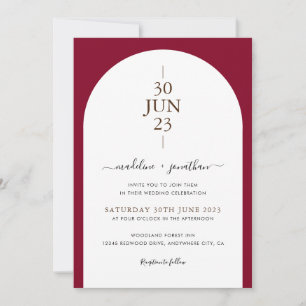 Elegant Modern Burgundy Red Door Photo Wedding Invitation